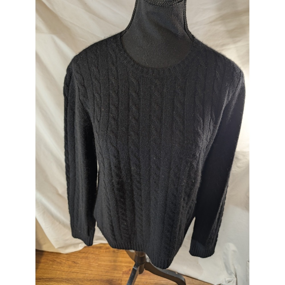 Lauren Ralph Lauren Size M 100% Cashmere Crew Neck Cable Knit Sweater